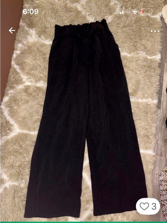 SHEIN Pants - SHEIN Black Wide Leg Paperbag Waist Pants with Tie